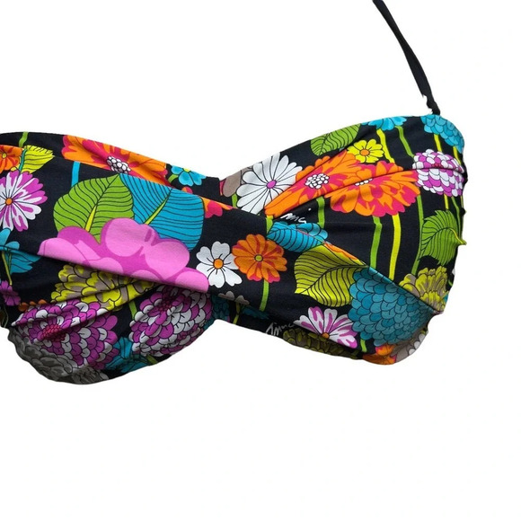 Trina Turk Santiago Vibrant Floral Bikini Bandeau Top Size 6 - Picture 3 of 8